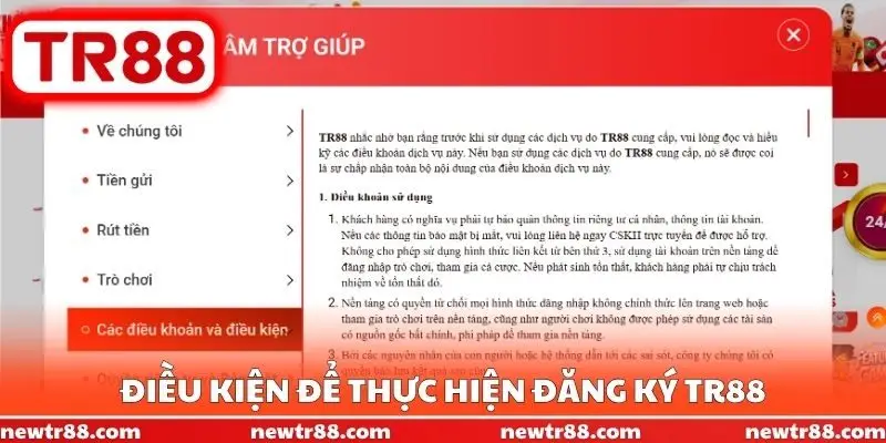 Điều kiện để thực hiện đăng ký TR88