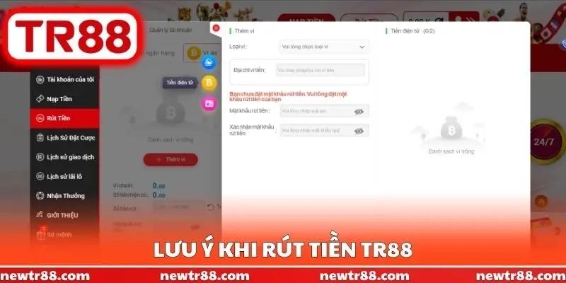 Thao tác rút tiền TR88 và những lưu ý cần biết