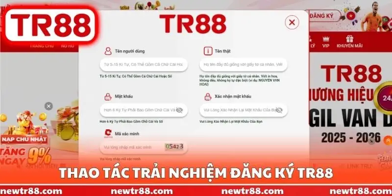 Thao tác trải nghiệm đăng ký TR88
